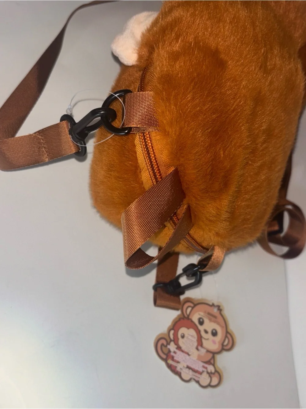 Plush Monkey Kids Crossbody Backpack - Brown